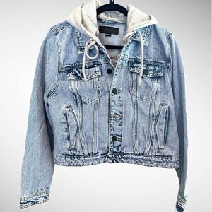 Blank NYC Denim Jacket with Removable Hood Size L